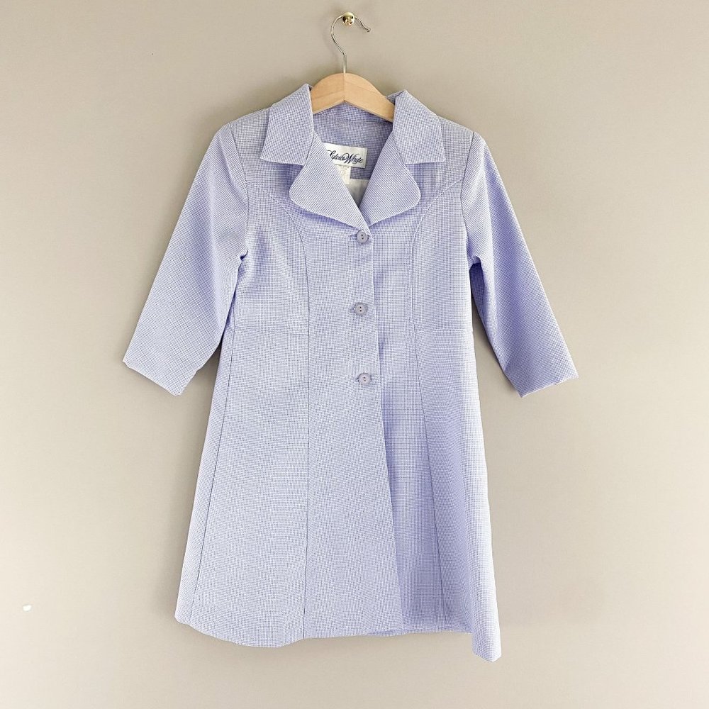 Sylvia White Purple Gingham Easter Spring Dress Coat Toddler size 4